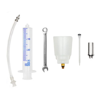 Basic Bleed kit for shimano hydraulic disc brakes - Brass Funnel with road adapter, 7mm spanner and securelink adapter