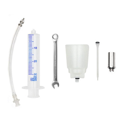 Basic Bleed kit for shimano hydraulic disc brakes - Plastic Funnel with 7mm spanner, road adapter and securelink adapter
